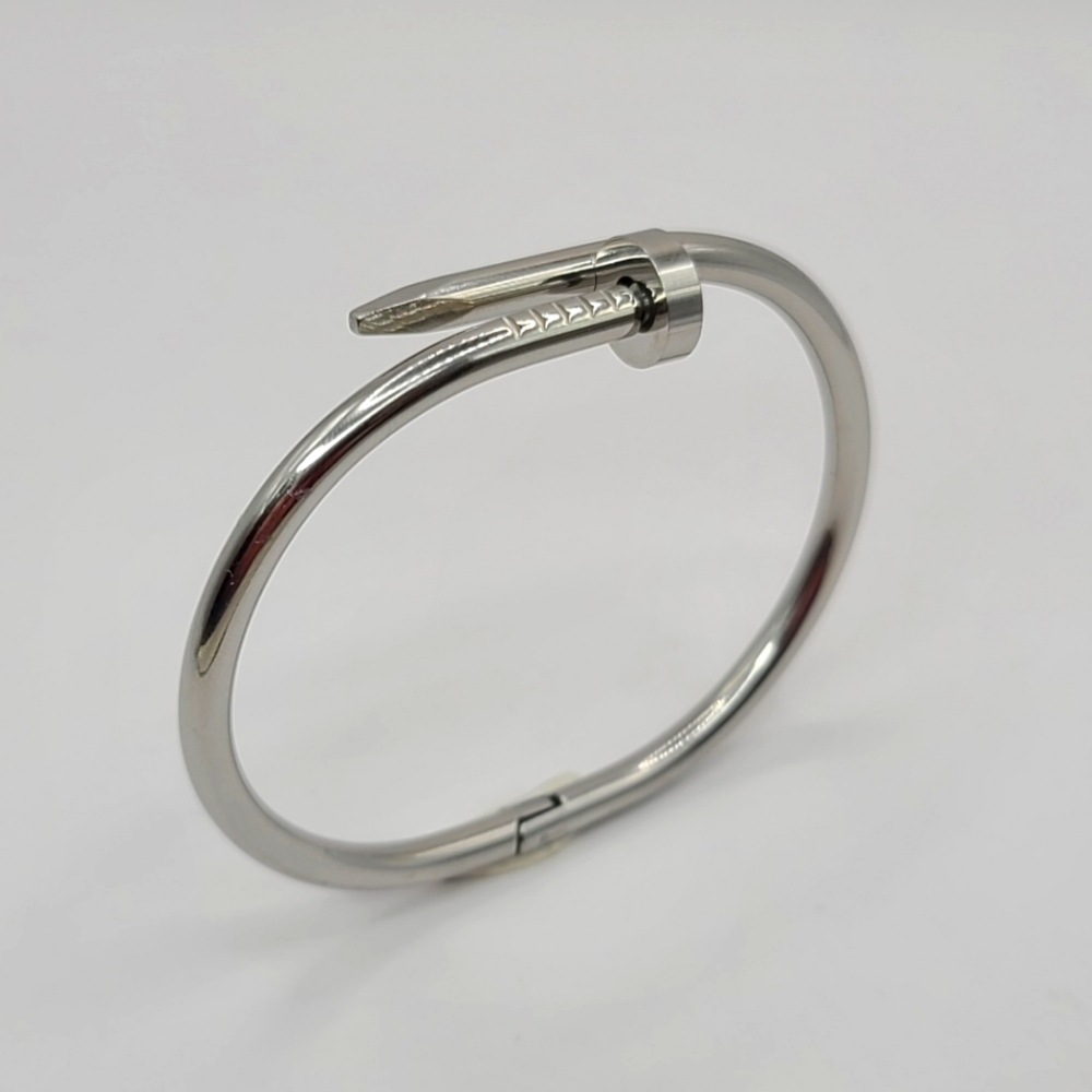 Nail Bracelet Bangle Silver Tone